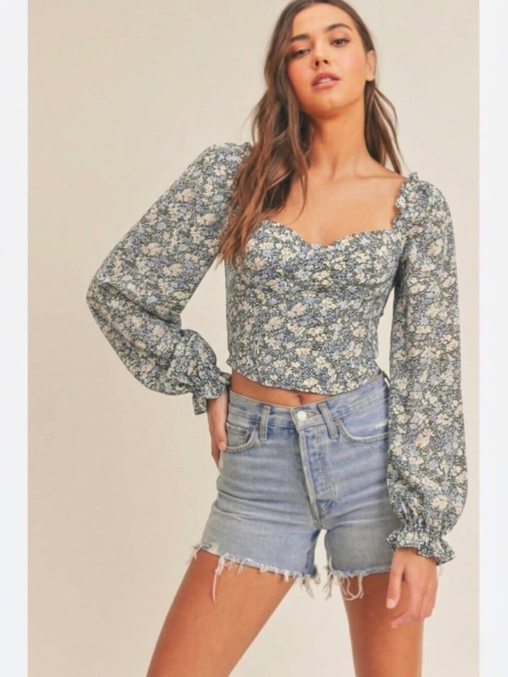 ASTR The Label Romantic Floral Corset Top Sz S Sweetheart Ruffle Coquette